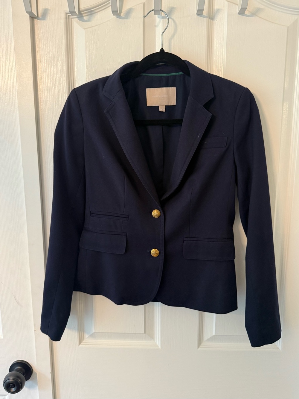 Banana Republic Navy Blazer Womens 0 Gold Buttons Preppy Old Money Equestrian